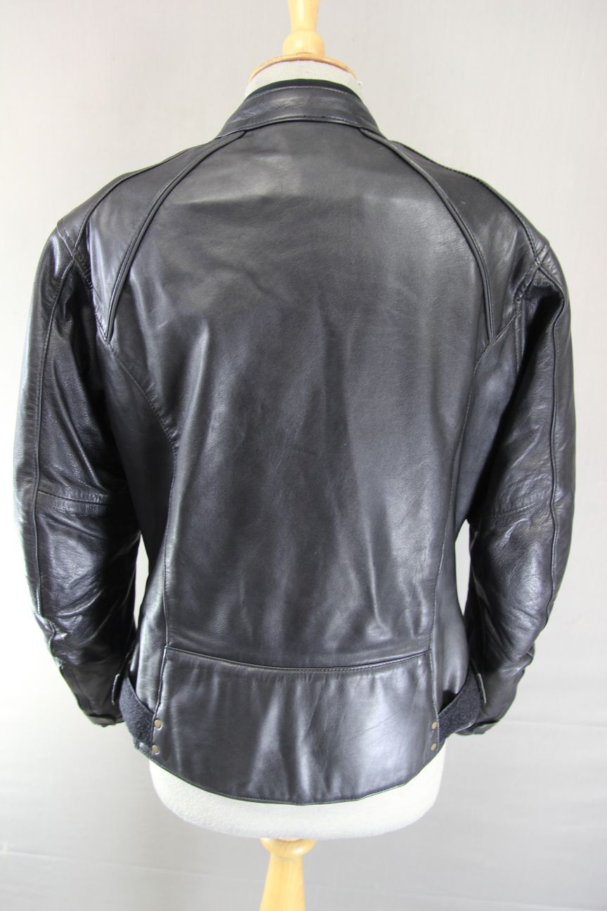 RICHA CLASSIC BLACK LEATHER BIKER JACKET: SIZE 16