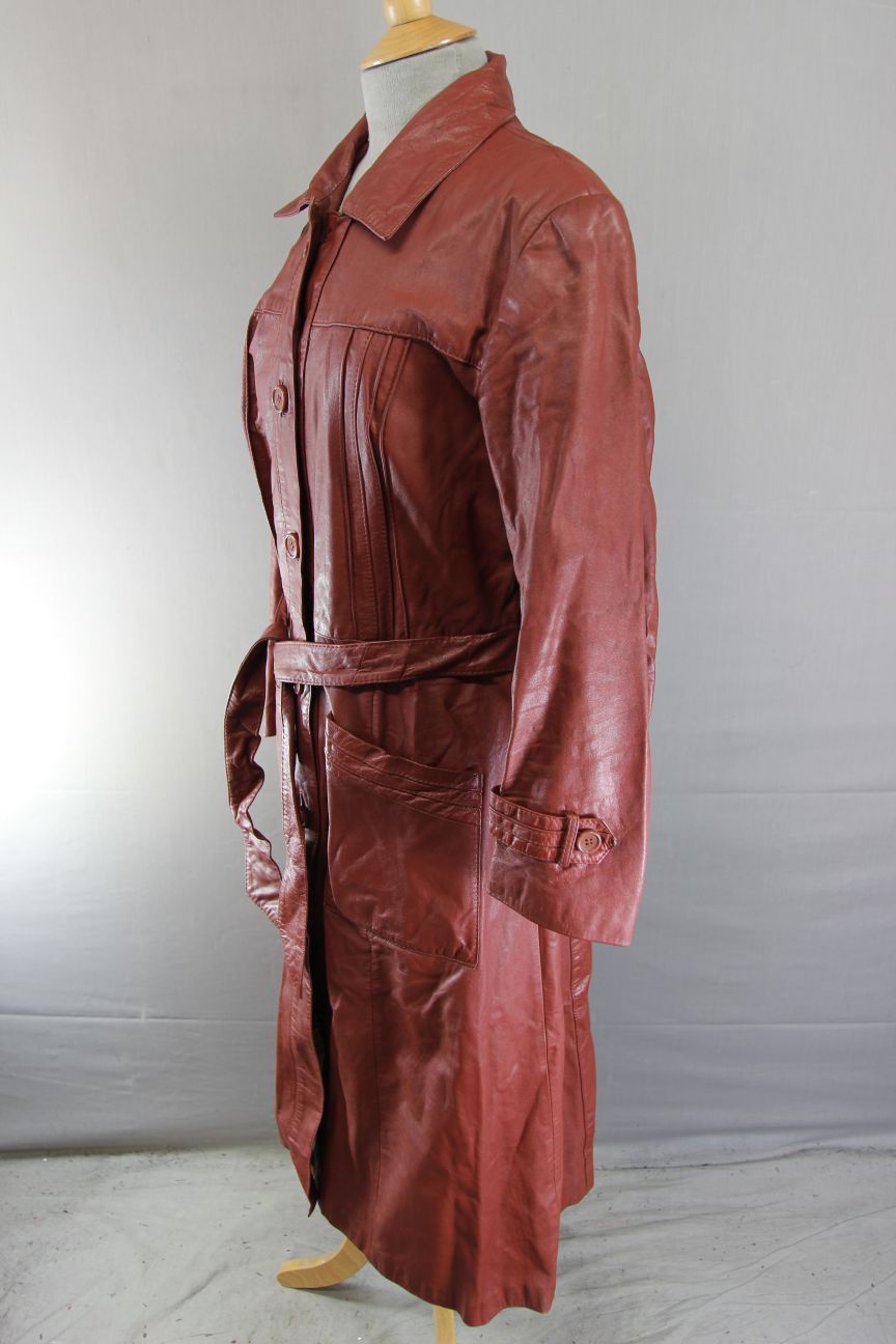 VINTAGE 70S BROWN SUEDE & LEATHERCRAFT LTD CLASSIC FULL LENGTH TRENCHCOAT 36-38"