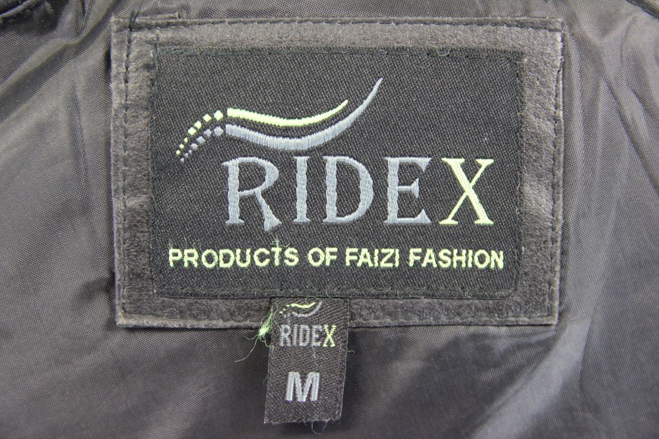 RIDEX BLACK & ORANGE LEATHER BIKER JACKET + BACK/SHOULDER/ELBOW CE ARMOUR 40IN/M