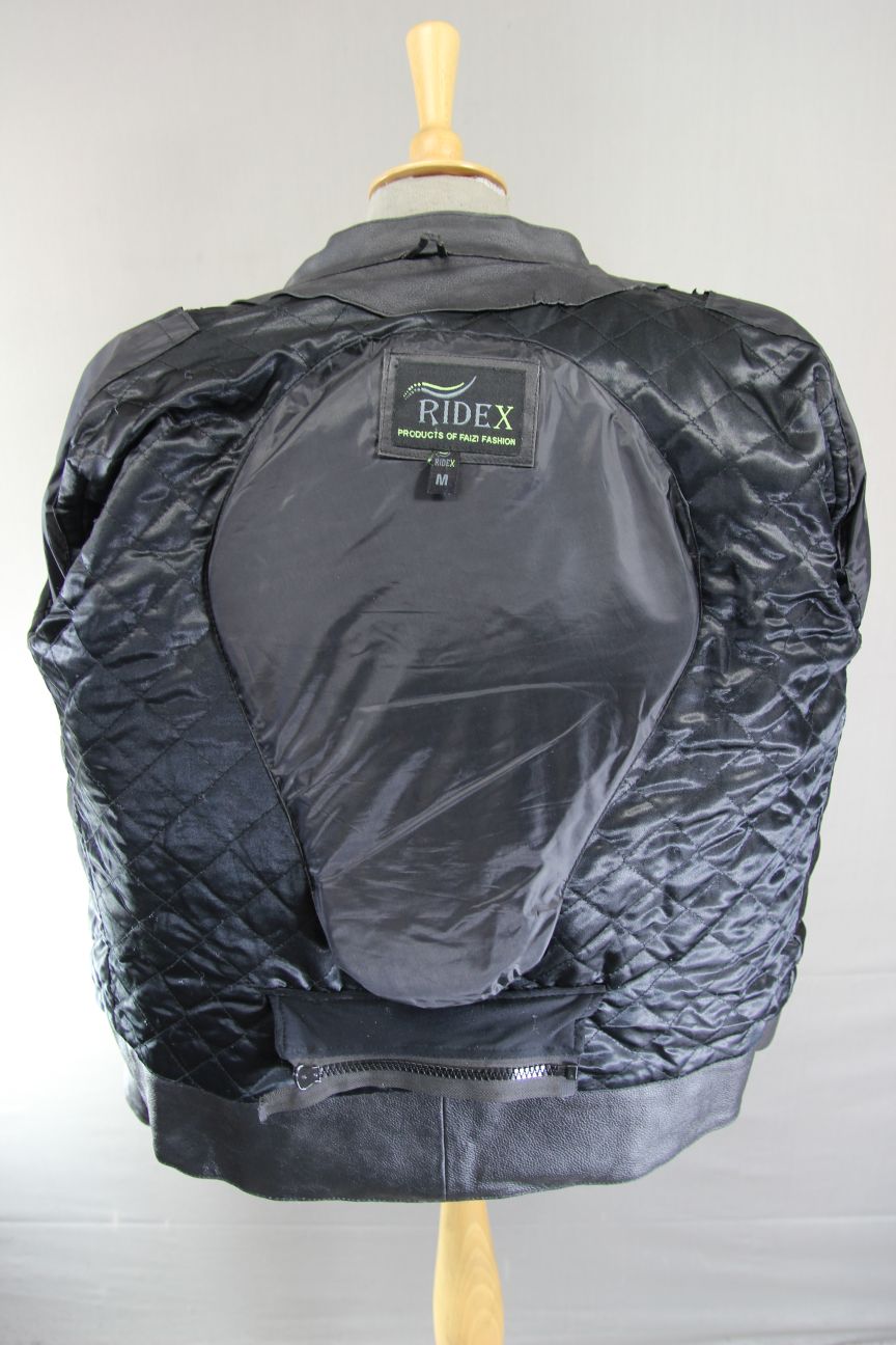RIDEX BLACK & ORANGE LEATHER BIKER JACKET + BACK/SHOULDER/ELBOW CE ARMOUR 40IN/M