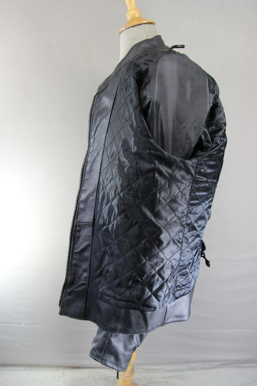RIDEX BLACK & ORANGE LEATHER BIKER JACKET + BACK/SHOULDER/ELBOW CE ARMOUR 40IN/M