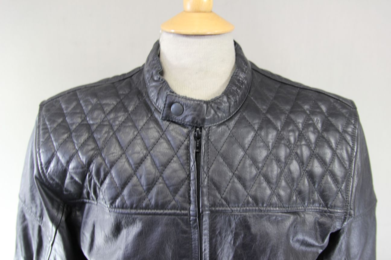 COURSE 'BOOMER' BLACK BUFFALO LEATHER BIKER JACKET WITH CE ARMOUR 42 INCH/LARGE