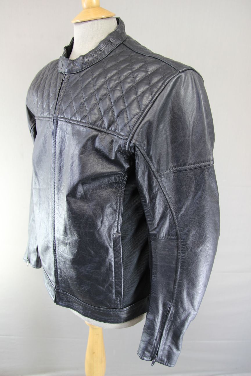 COURSE 'BOOMER' BLACK BUFFALO LEATHER BIKER JACKET WITH CE ARMOUR 42 INCH/LARGE