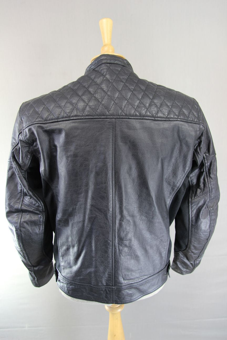 COURSE 'BOOMER' BLACK BUFFALO LEATHER BIKER JACKET WITH CE ARMOUR 42 INCH/LARGE