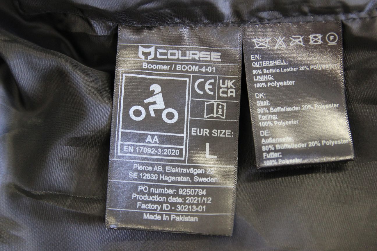COURSE 'BOOMER' BLACK BUFFALO LEATHER BIKER JACKET WITH CE ARMOUR 42 INCH/LARGE