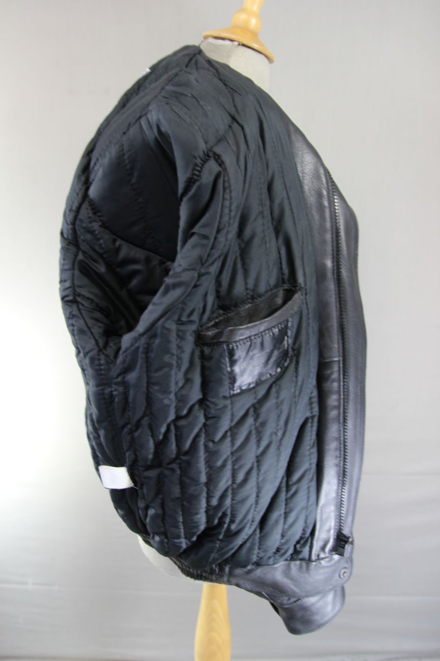 VINTAGE 1980's FRANK THOMAS B52 PILOT ARMASPORT BLACK LEATHER BIKER JACKET 40 IN
