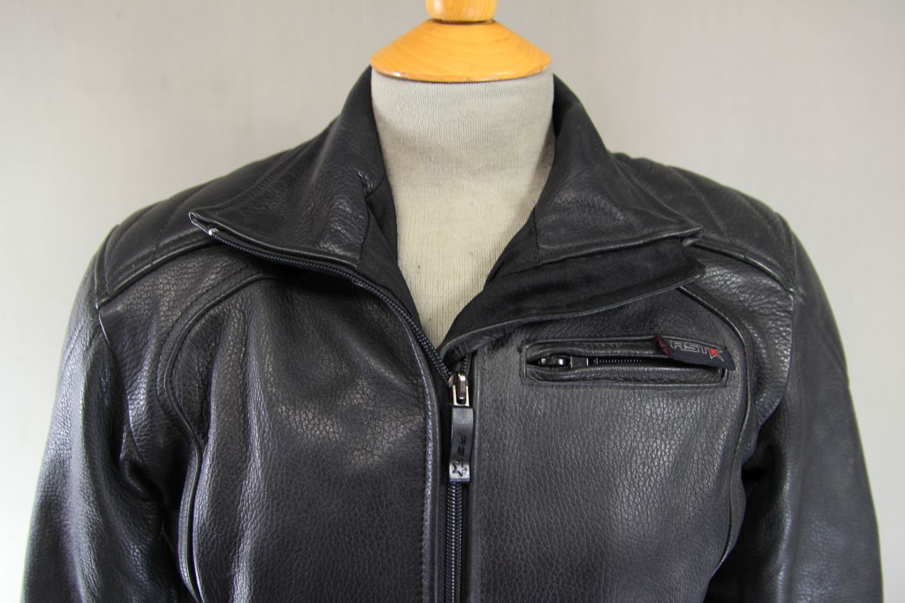 RST BLACK LEATHER BIKER JACKET + REMOVABLE SHOULDER & ELBOW KNOX CE ARMOUR SZ 10