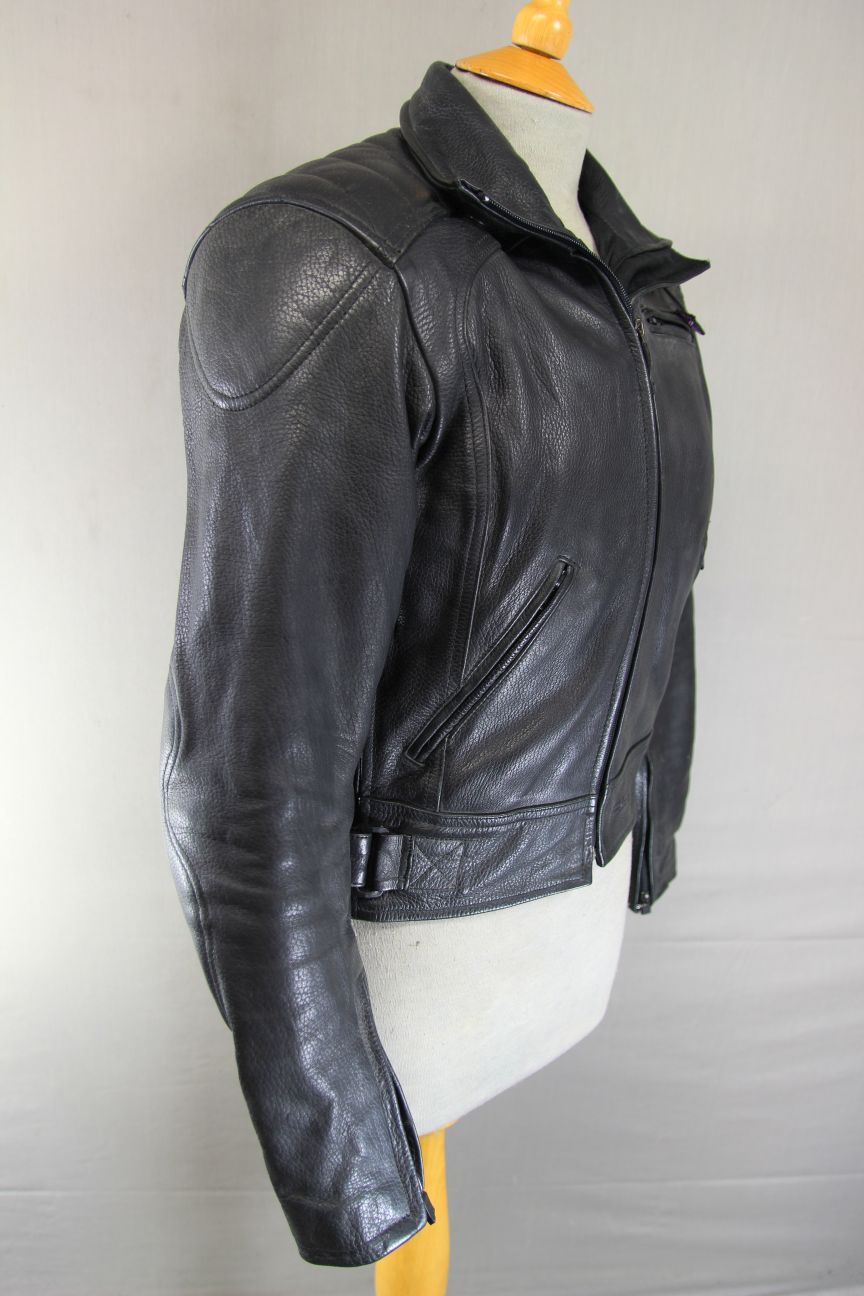 RST BLACK LEATHER BIKER JACKET + REMOVABLE SHOULDER & ELBOW KNOX CE ARMOUR SZ 10