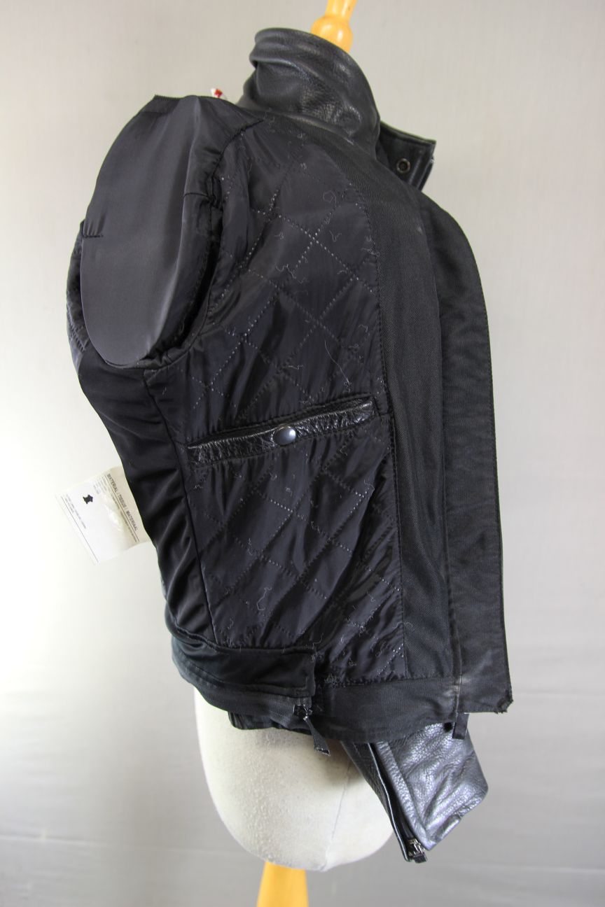 RST BLACK LEATHER BIKER JACKET + REMOVABLE SHOULDER & ELBOW KNOX CE ARMOUR SZ 10