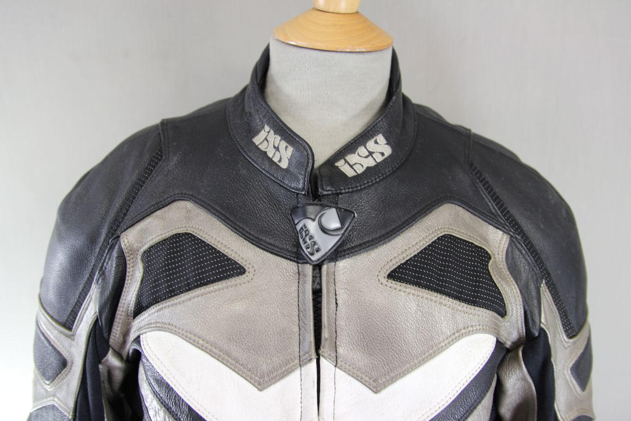 IXS LEATHER BIKER JACKET + SHOULDER & ELBOW CE ARMOUR & THERMAL LINING 36-38 IN