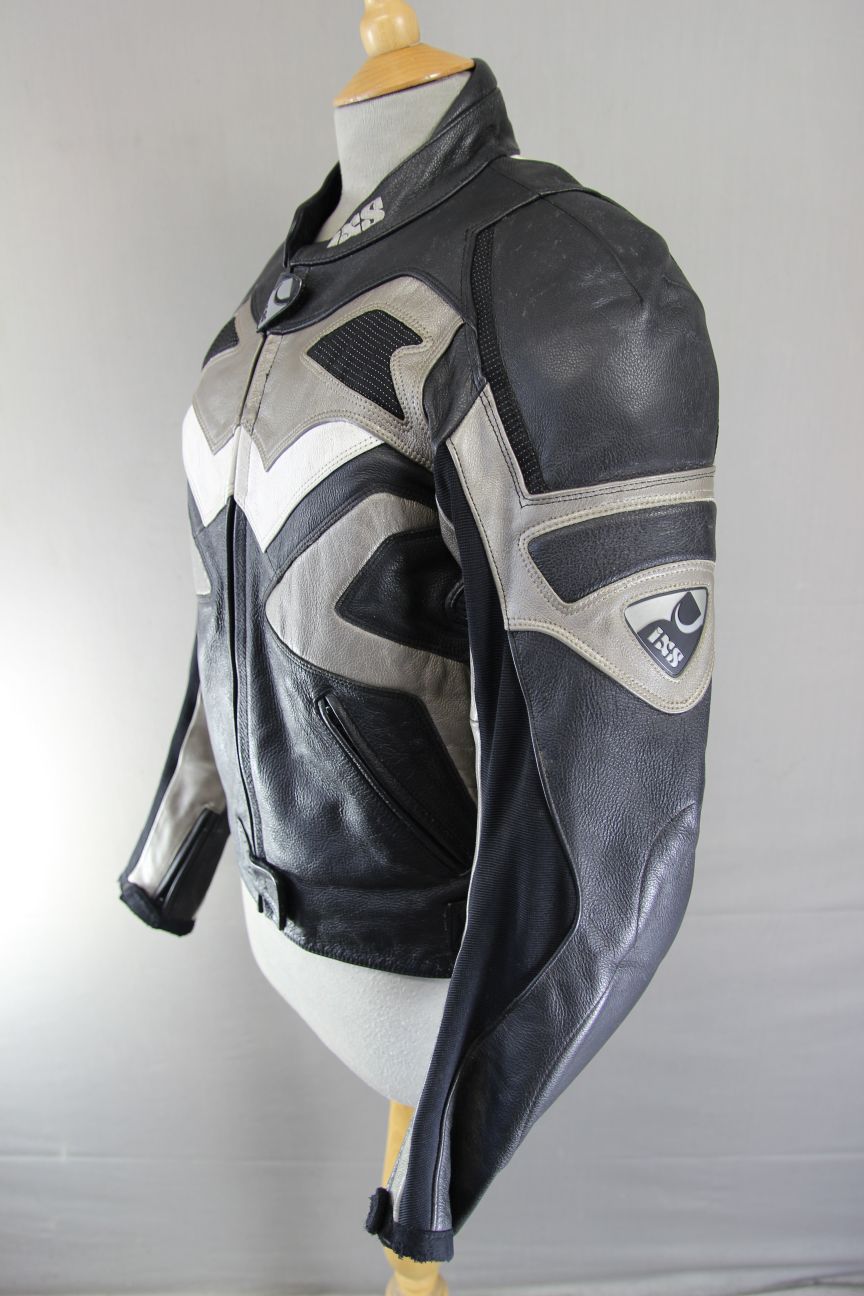 IXS LEATHER BIKER JACKET + SHOULDER & ELBOW CE ARMOUR & THERMAL LINING 36-38 IN