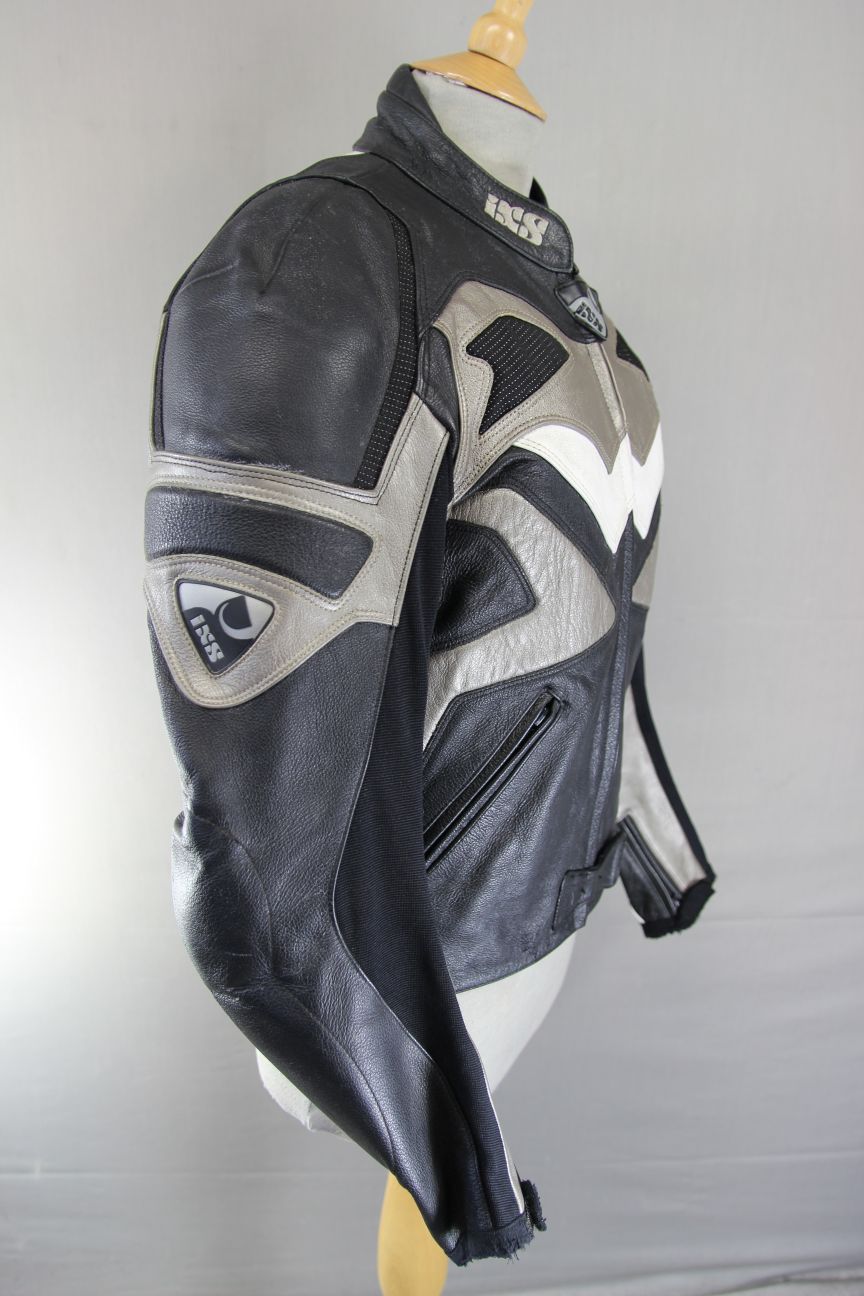 IXS LEATHER BIKER JACKET + SHOULDER & ELBOW CE ARMOUR & THERMAL LINING 36-38 IN