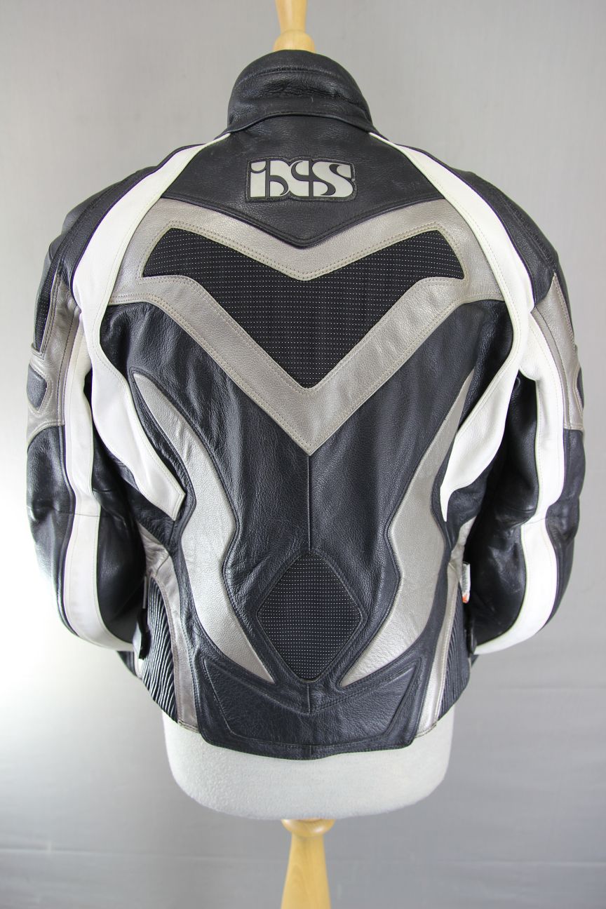 IXS LEATHER BIKER JACKET + SHOULDER & ELBOW CE ARMOUR & THERMAL LINING 36-38 IN
