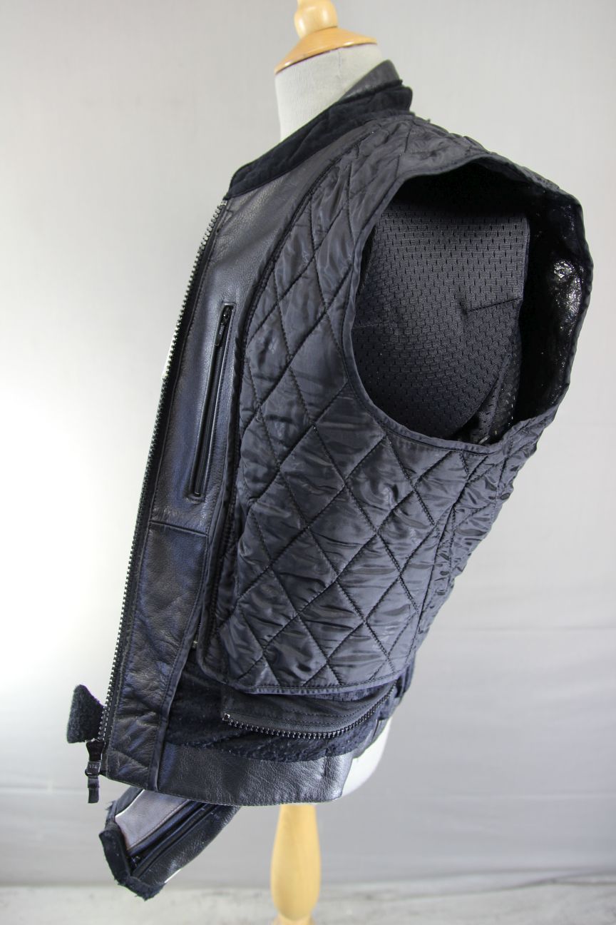 IXS LEATHER BIKER JACKET + SHOULDER & ELBOW CE ARMOUR & THERMAL LINING 36-38 IN