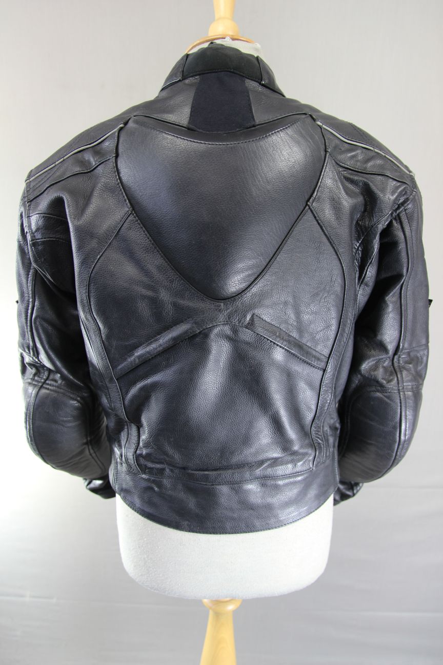 REKO RACING BLACK LEATHER BIKER JACKET WITH CE ARMOUR & THERMAL LINING 36-38IN/S