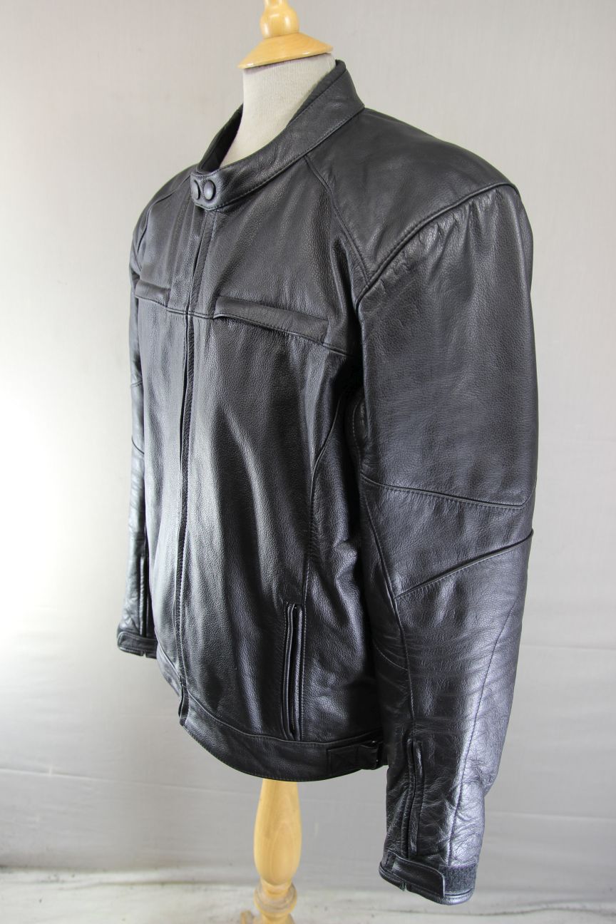 CRANE BLACK LEATHER BIKER JACKET WITH THERMAL LINING 46-48 INCHES/XL