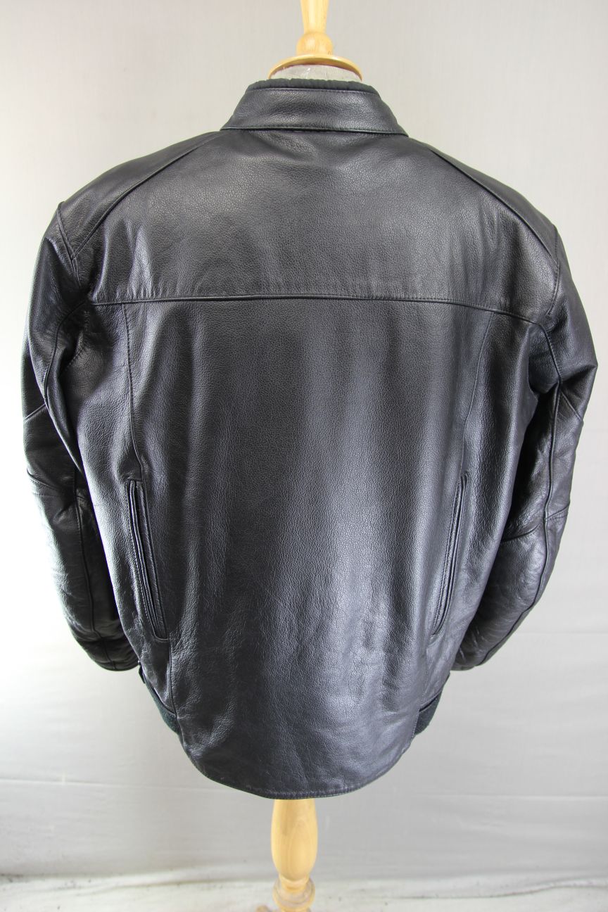 CRANE BLACK LEATHER BIKER JACKET WITH THERMAL LINING 46-48 INCHES/XL