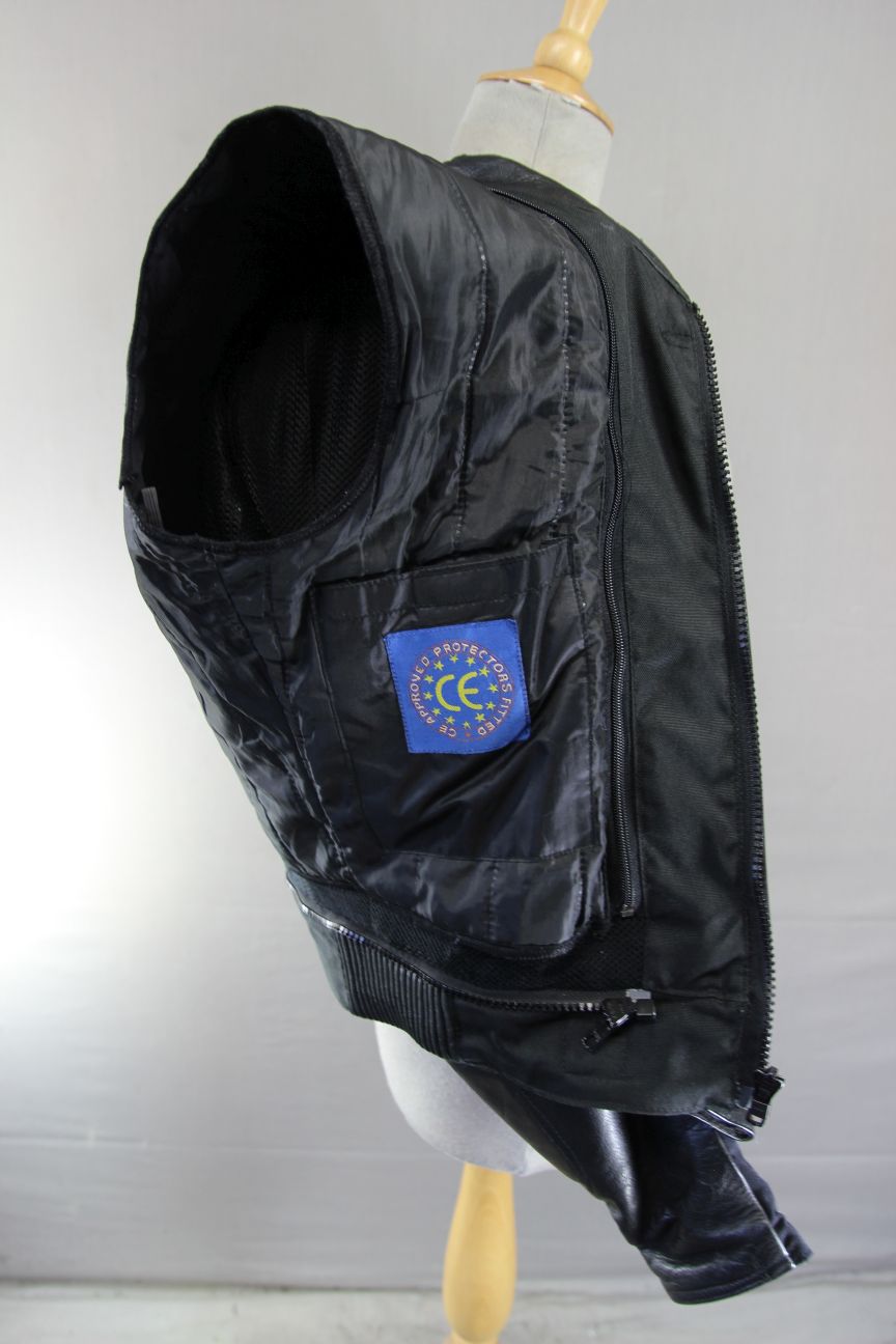 REKO RACING BLACK LEATHER BIKER JACKET WITH CE ARMOUR & THERMAL LINING 36-38IN/S