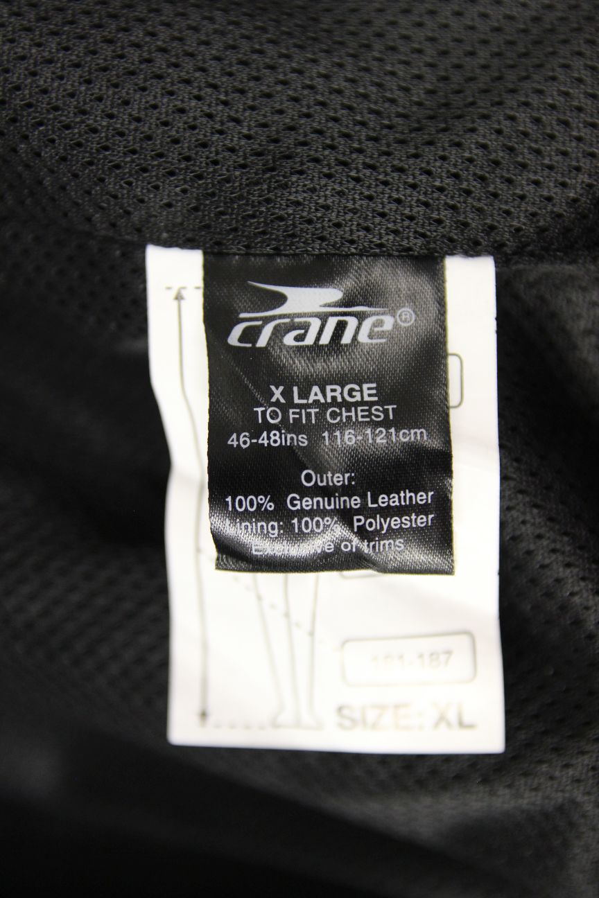 CRANE BLACK LEATHER BIKER JACKET WITH THERMAL LINING 46-48 INCHES/XL