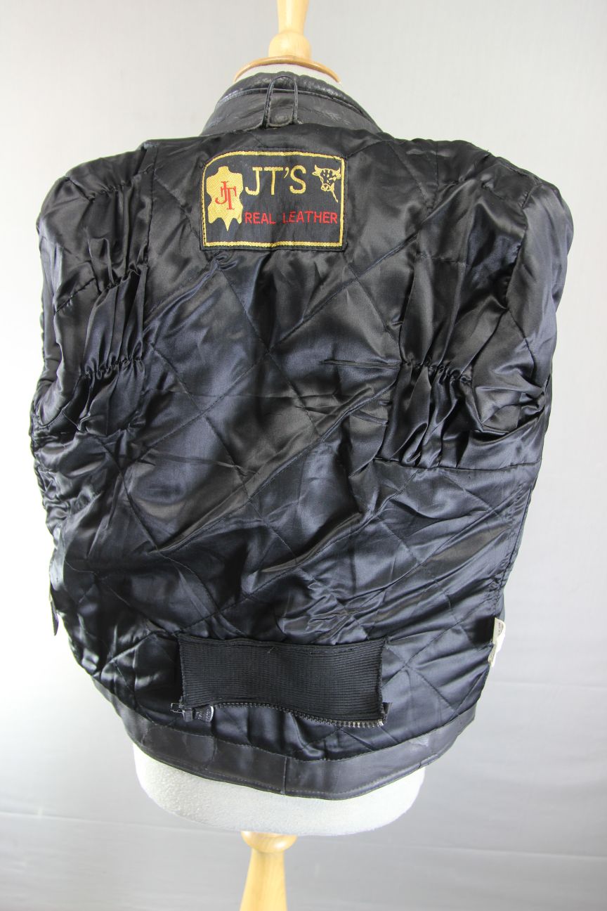 CLASSIC JT'S BLACK LEATHER LADIES BIKER JACKET: 34 INCH/SIZE MEDIUM