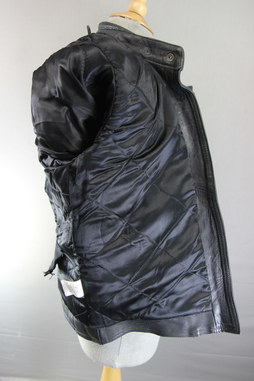 CLASSIC JT'S BLACK LEATHER LADIES BIKER JACKET: 34 INCH/SIZE MEDIUM
