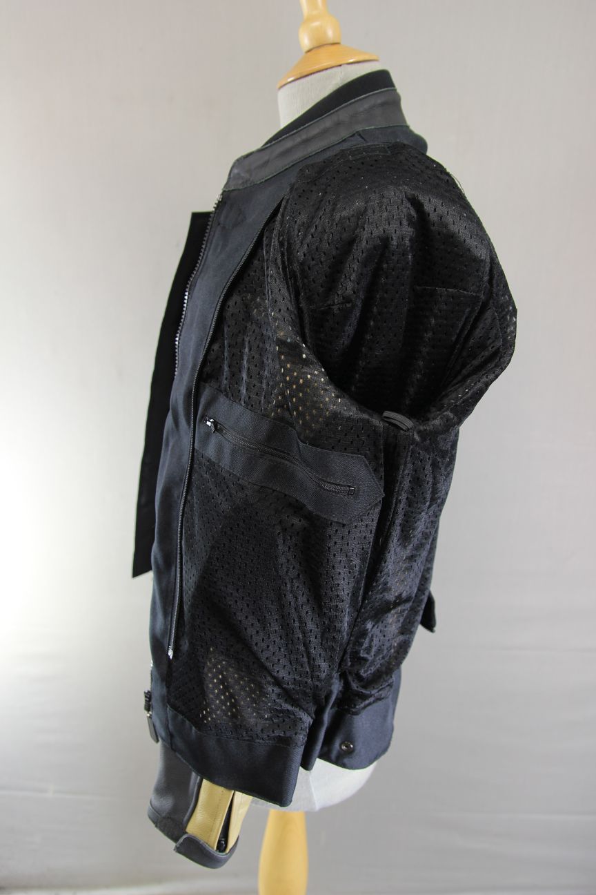 RK SPORTS LADIES BLACK & BEIGE LEATHER BIKER JACKET 38 INCH/MEDIUM
