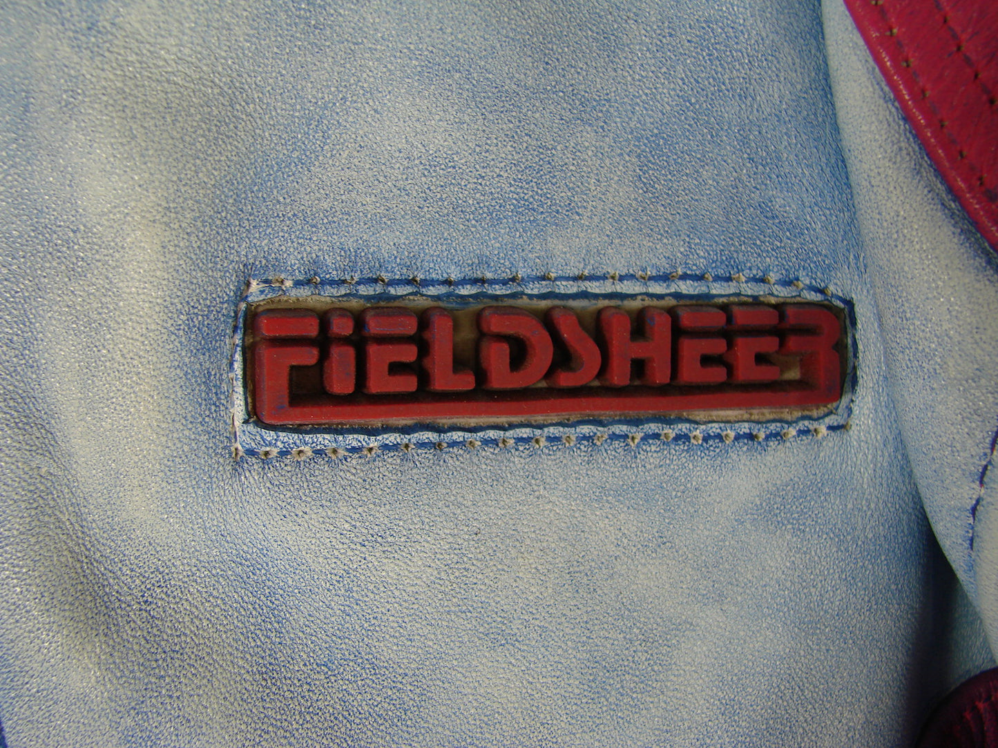 VINTAGE 80'S/90'S FIELDSHEER 2 PIECE BLUE & PURPLE LEATHER BIKER SUIT 42 INCH