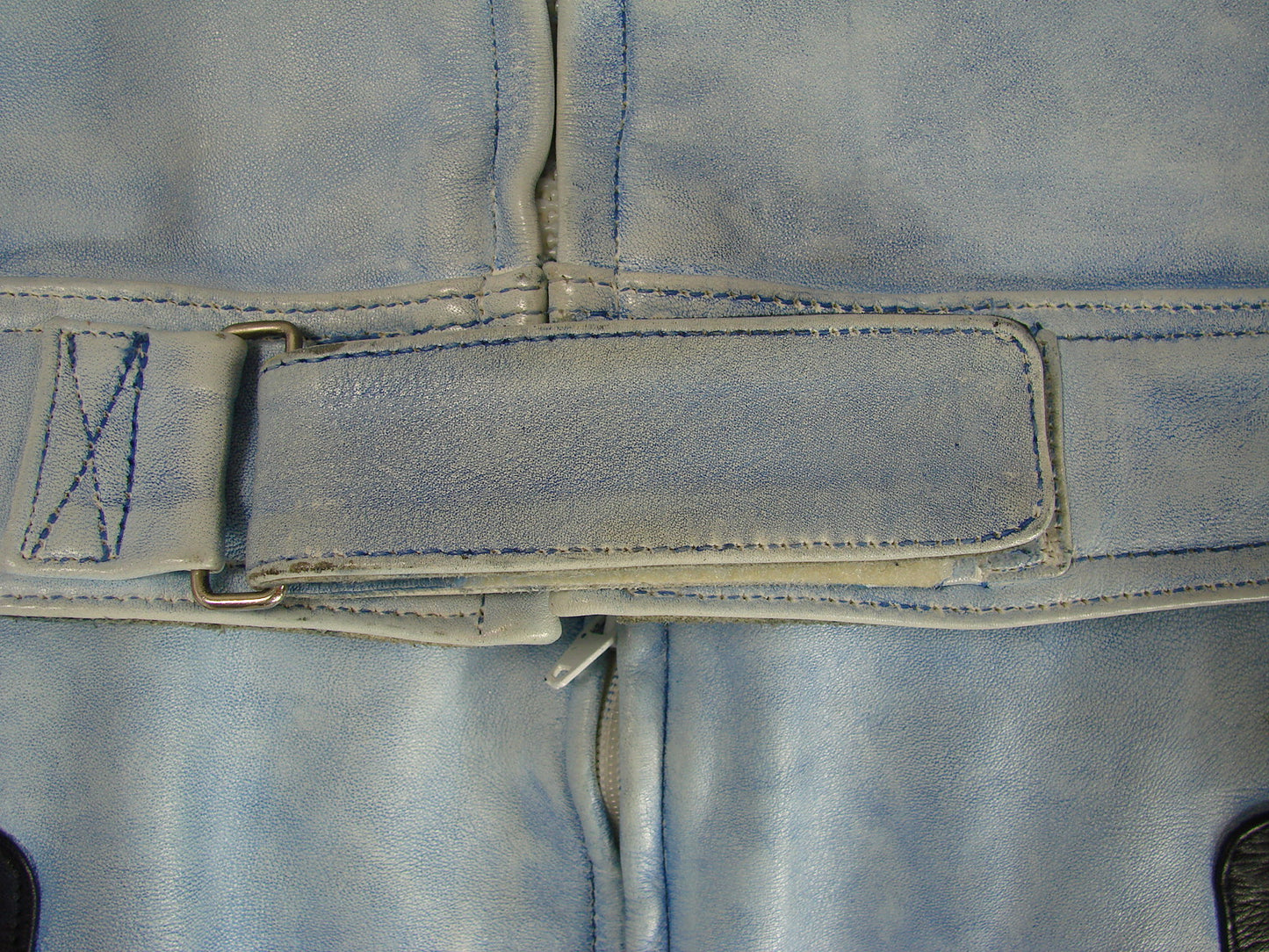 VINTAGE 80'S/90'S FIELDSHEER 2 PIECE BLUE & PURPLE LEATHER BIKER SUIT 42 INCH