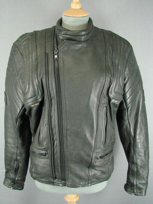 SUPERB JUST BIKERS BLACK LEATHER 3M THINSULATE THERMAL LINED BIKER JACKET 38 IN