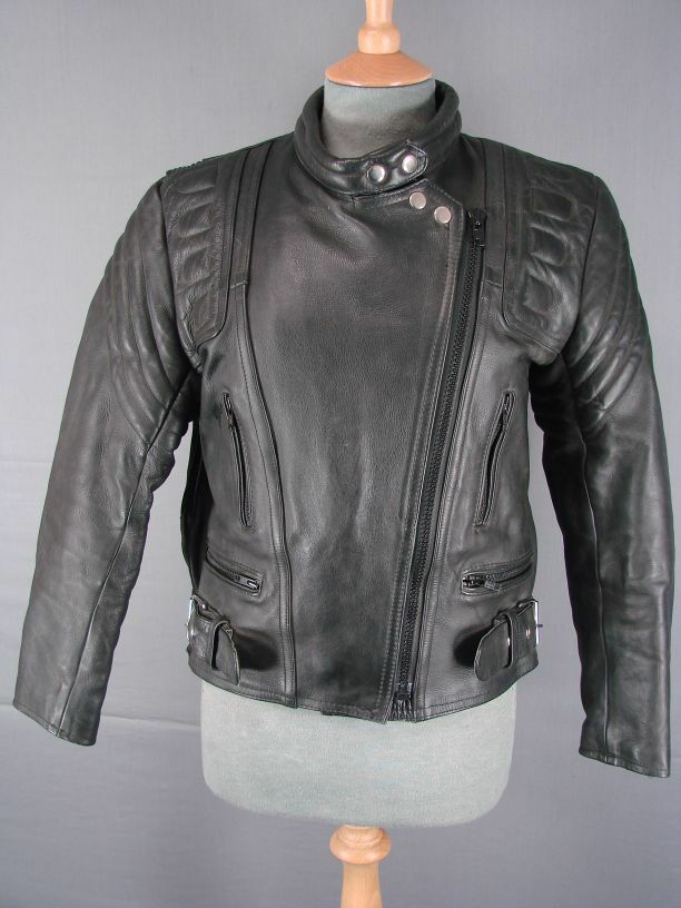 SUPERB BRITISH DESIGNED CLASSIC BLACK APACHE LEATHERS BIKER JACKET SIZE 12