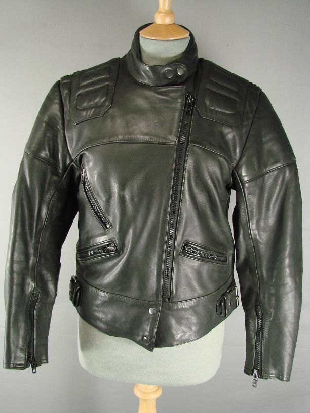 AMAZING QUALITY SPORTEX MAXX BLACK LEATHER BIKER JACKET SIZE 12