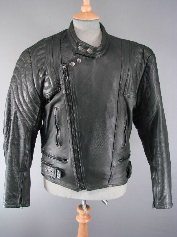 CLASSIC BLACK BLITZ LEATHERS BIKER JACKET 40 INCH