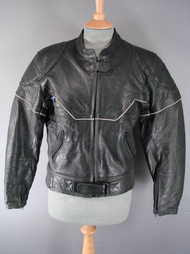 CLASSIC JUST BIKERS BLACK LEATHER BIKER JACKET SIZE 12