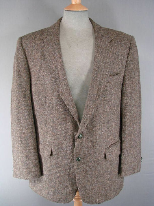 CLASSIC JACK FRASER PURE WOOL HANDWOVEN BROWN HARRIS TWEED JACKET 40 INCH