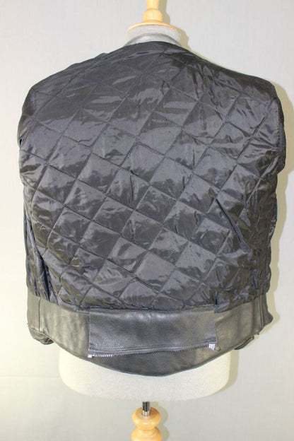CLASSIC BLACK, SILVER, PURPLE AND GREEN LEATHER RETRO STYLE BIKER JACKET 38 INCH