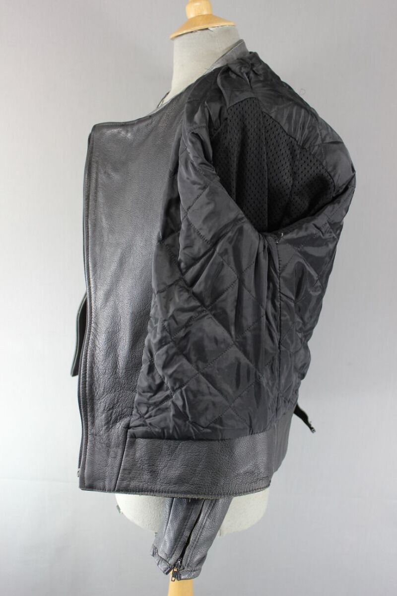 CLASSIC BLACK, SILVER, PURPLE AND GREEN LEATHER RETRO STYLE BIKER JACKET 38 INCH