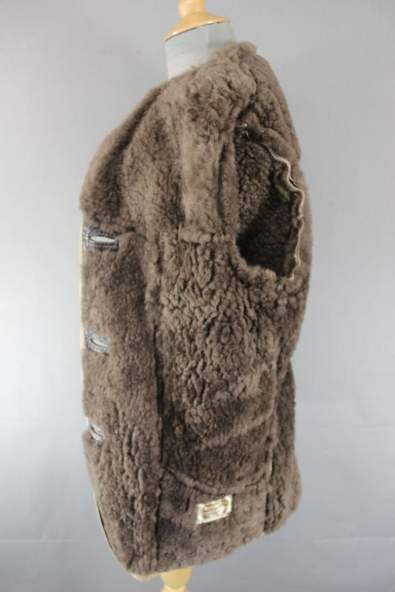 BRITISH MADE VINTAGE 70s BARRETTS BROWN SUEDE LEATHER SHEEPSKIN LINED COAT 36 IN