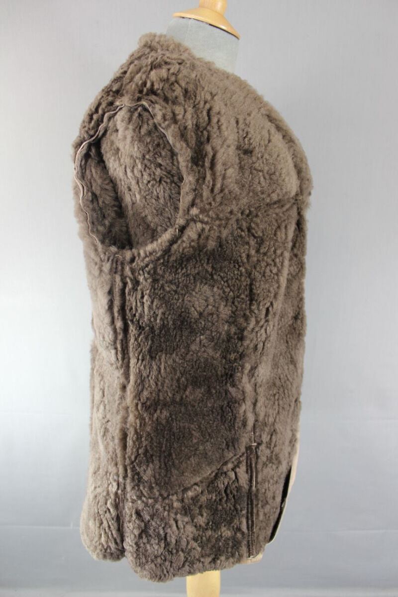 BRITISH MADE VINTAGE 70s BARRETTS BROWN SUEDE LEATHER SHEEPSKIN LINED COAT 36 IN