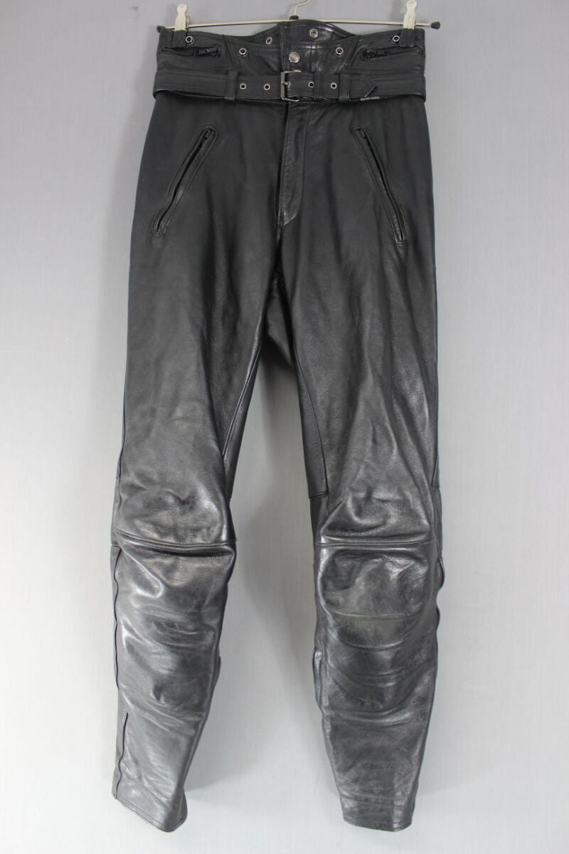 MQP BIKER'S CHOICE LEATHER BIKER TROUSERS + KNEE ARMOUR:WAIST 30"/INSIDE LEG 30"