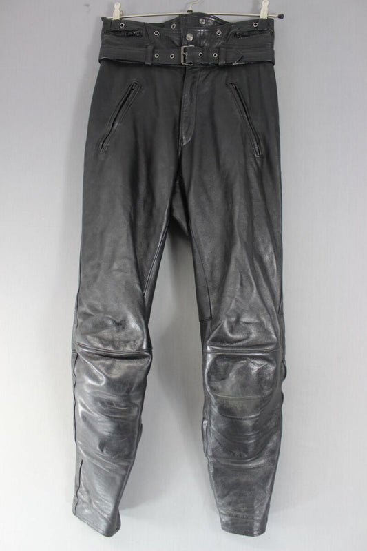MQP BIKER'S CHOICE LEATHER BIKER TROUSERS + KNEE ARMOUR:WAIST 30"/INSIDE LEG 30"
