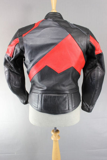 EURO STYLE LEATHER BIKER JACKET + REMOVABLE PROTECTORS & SECOND LINING SIZE 14
