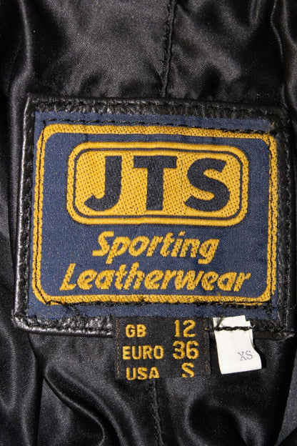 JTS BLACK LEATHER BIKER TROUSERS SIZE 12 - WAIST 26 INCHES/INSIDE LEG 26 INCHES