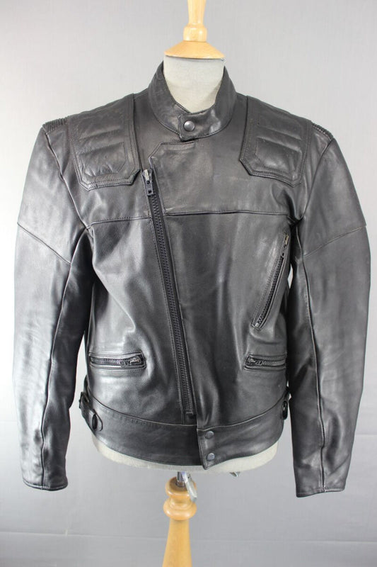 AMAZING SPORTEX MAXX BLACK LEATHER BIKER JACKET 40 INCH