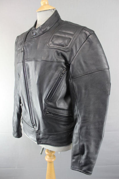 AMAZING SPORTEX MAXX BLACK LEATHER BIKER JACKET 40 INCH