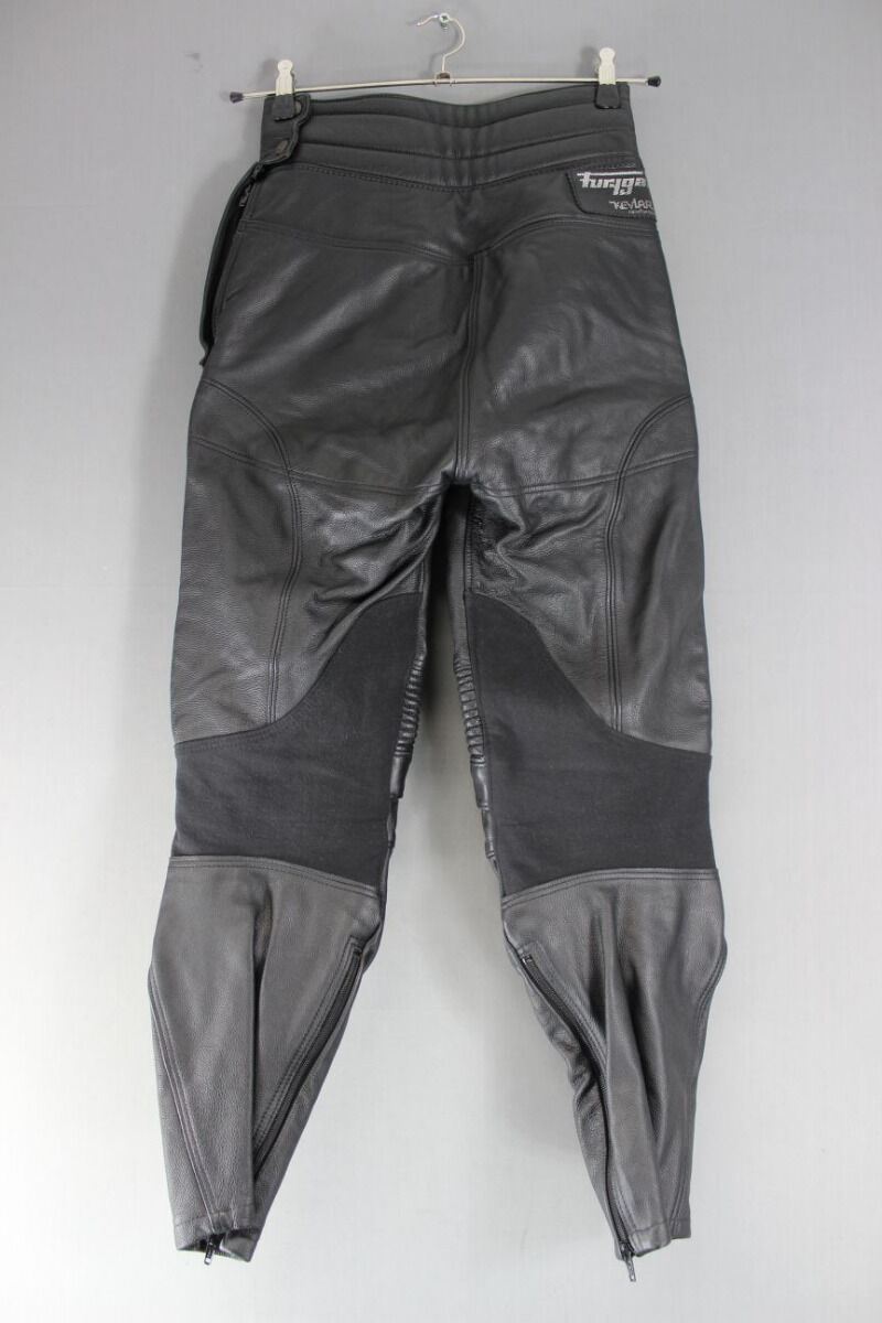 FURYGAN LEATHER BIKER TROUSERS + CE KNEE PROTECTORS WAIST 28 IN/INSIDE LEG 28 IN