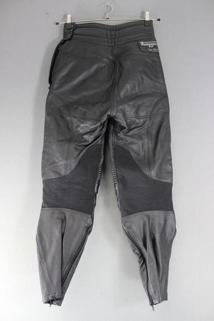 FURYGAN LEATHER BIKER TROUSERS + CE KNEE PROTECTORS WAIST 28 IN/INSIDE LEG 28 IN