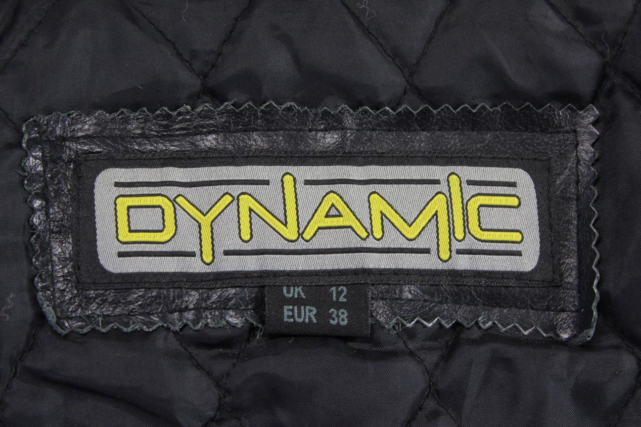 BLACK LEATHER DYNAMIC BIKER JACKET WITH BACK PROTECTOR & SECOND LINING SIZE 12