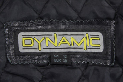 BLACK LEATHER DYNAMIC BIKER JACKET WITH BACK PROTECTOR & SECOND LINING SIZE 12