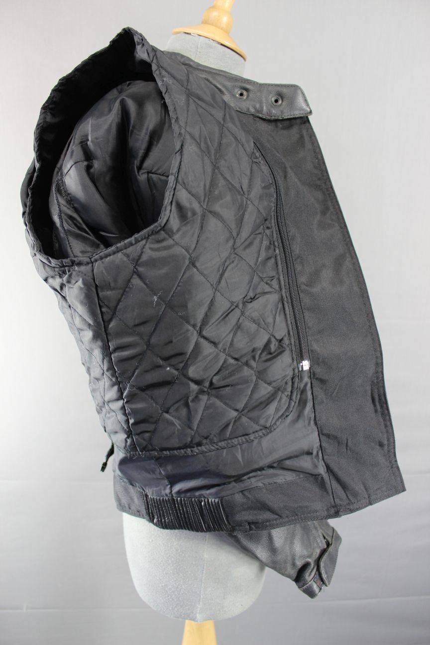 BLACK LEATHER DYNAMIC BIKER JACKET WITH BACK PROTECTOR & SECOND LINING SIZE 12