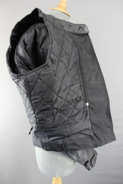 BLACK LEATHER DYNAMIC BIKER JACKET WITH BACK PROTECTOR & SECOND LINING SIZE 12